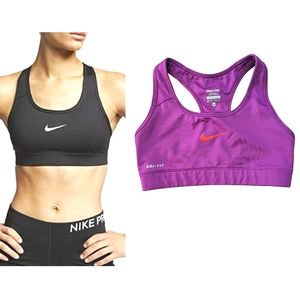 NIKE PRO Purple Swoosh Dri-Fit Racerback Sports Bra sz XS